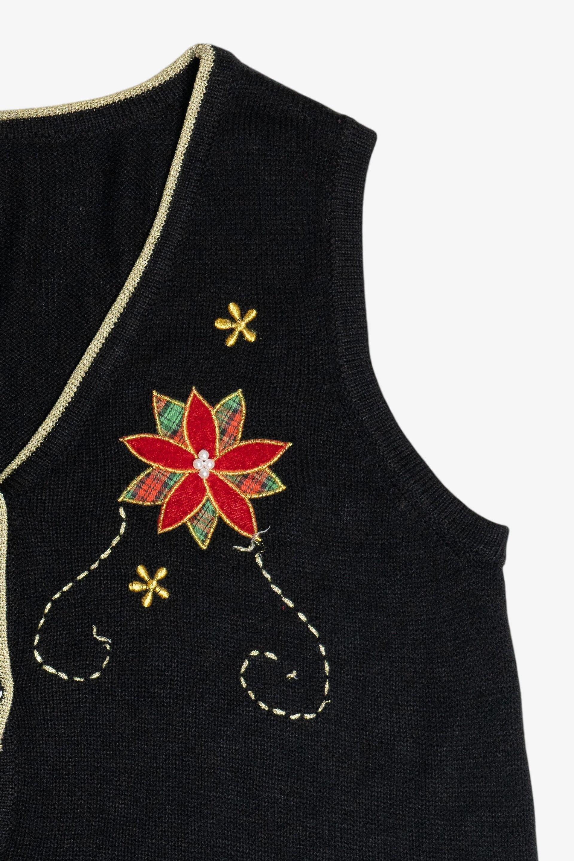 Vintage Poinsettia Ugly Christmas Vest (2000s)