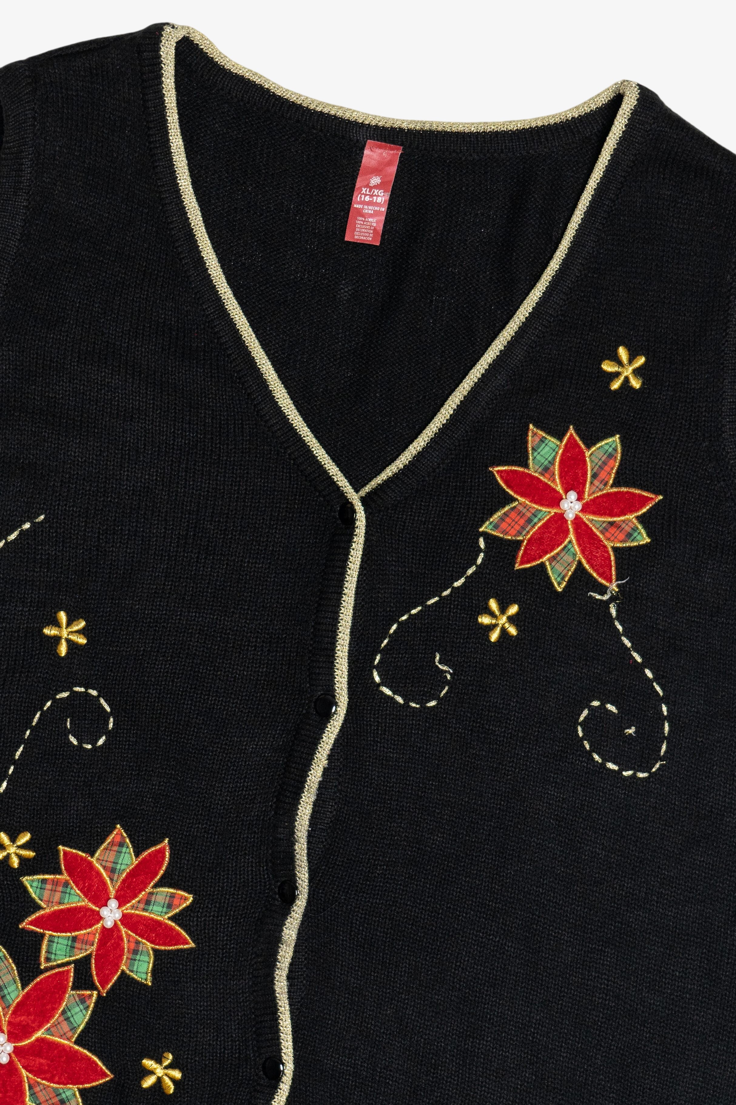 Vintage Poinsettia Ugly Christmas Vest (2000s)