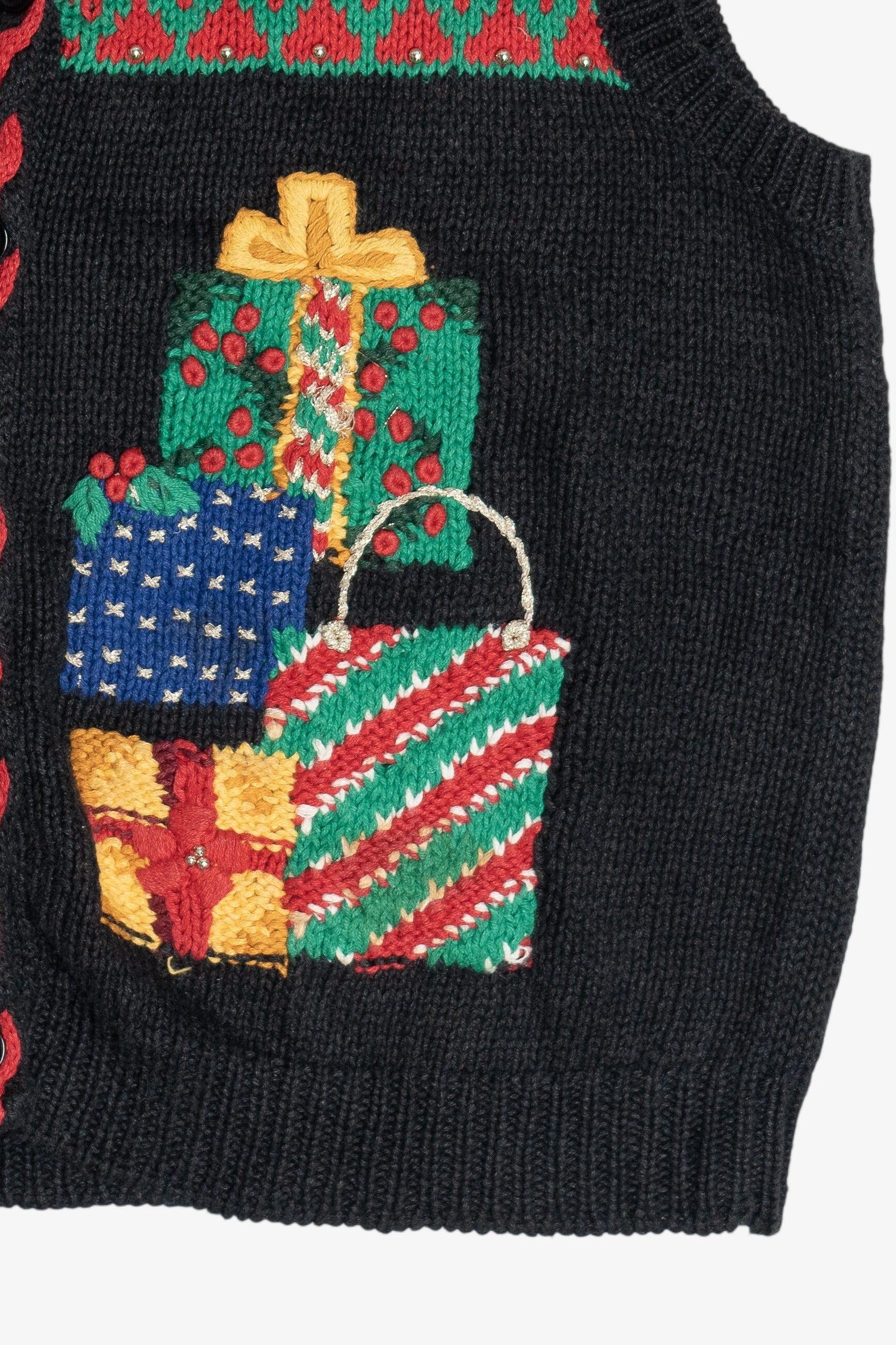 Vintage Hand Knit Ugly Christmas Vest (1990s)