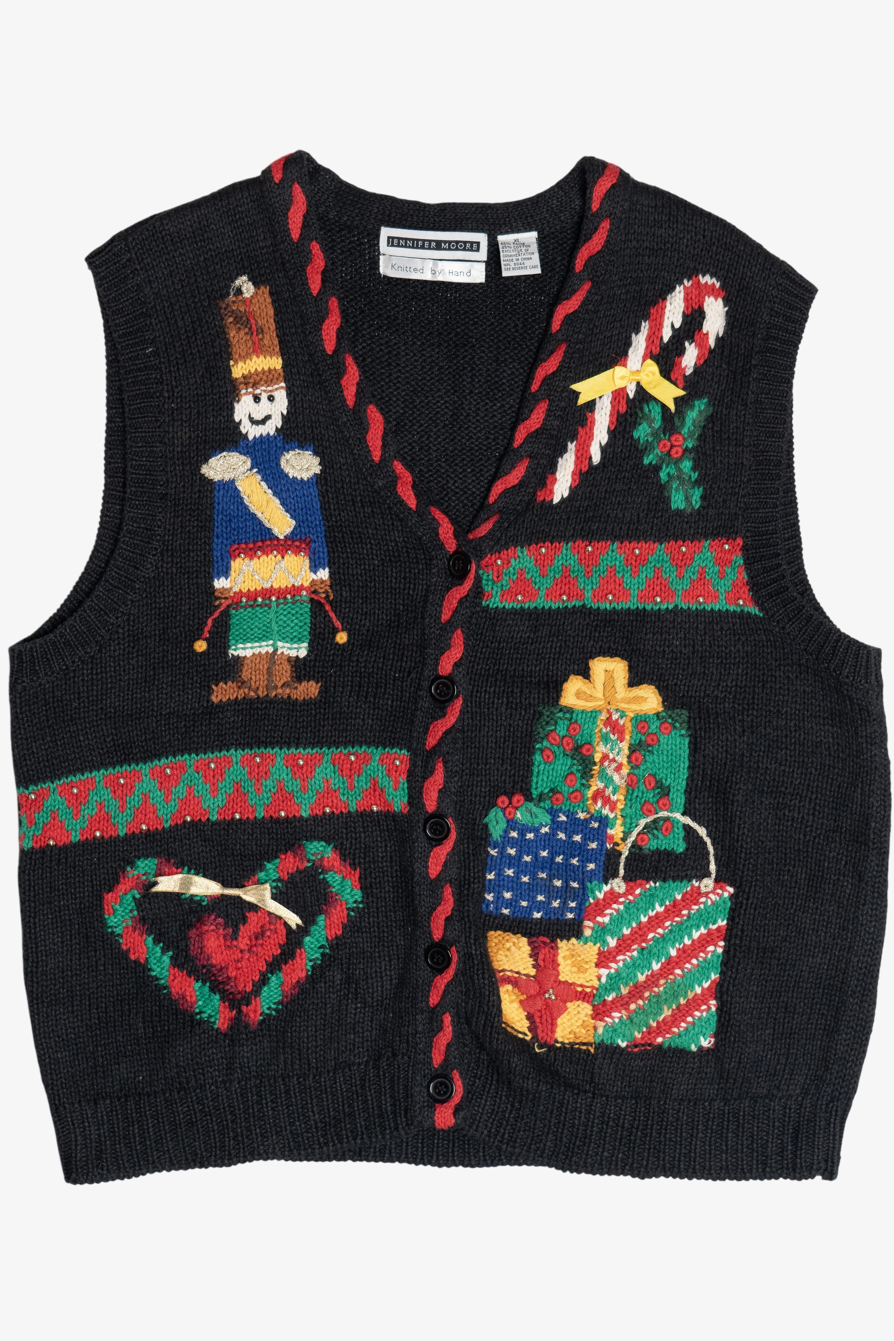 Vintage Hand Knit Ugly Christmas Vest (1990s)