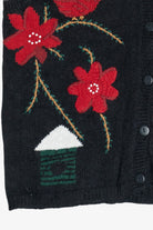 Vintage Cardinals & Poinsettias Ugly Christmas Vest (1990s)