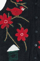 Vintage Cardinals & Poinsettias Ugly Christmas Vest (1990s)