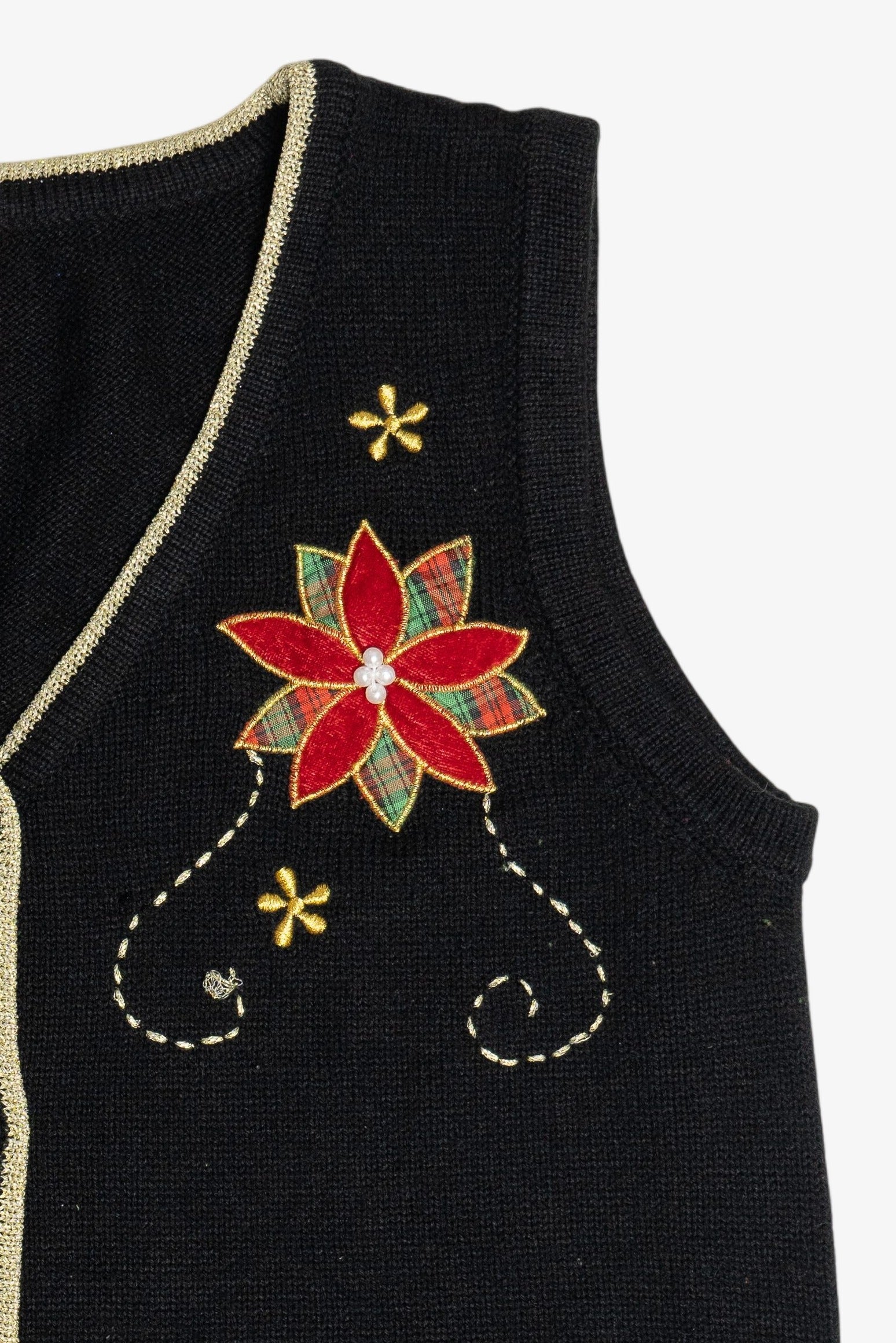 Vintage Poinsettia Ugly Christmas Vest (2000s)