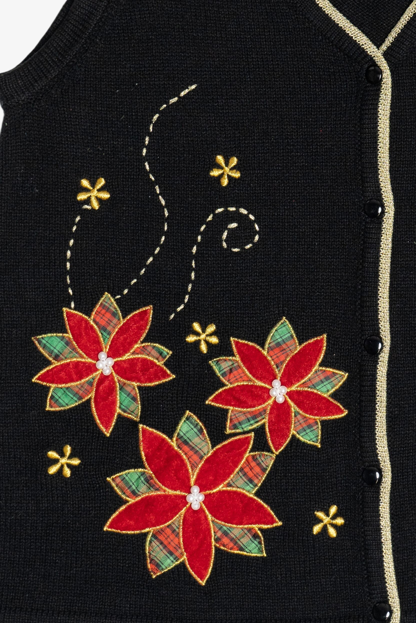 Vintage Poinsettia Ugly Christmas Vest (2000s)