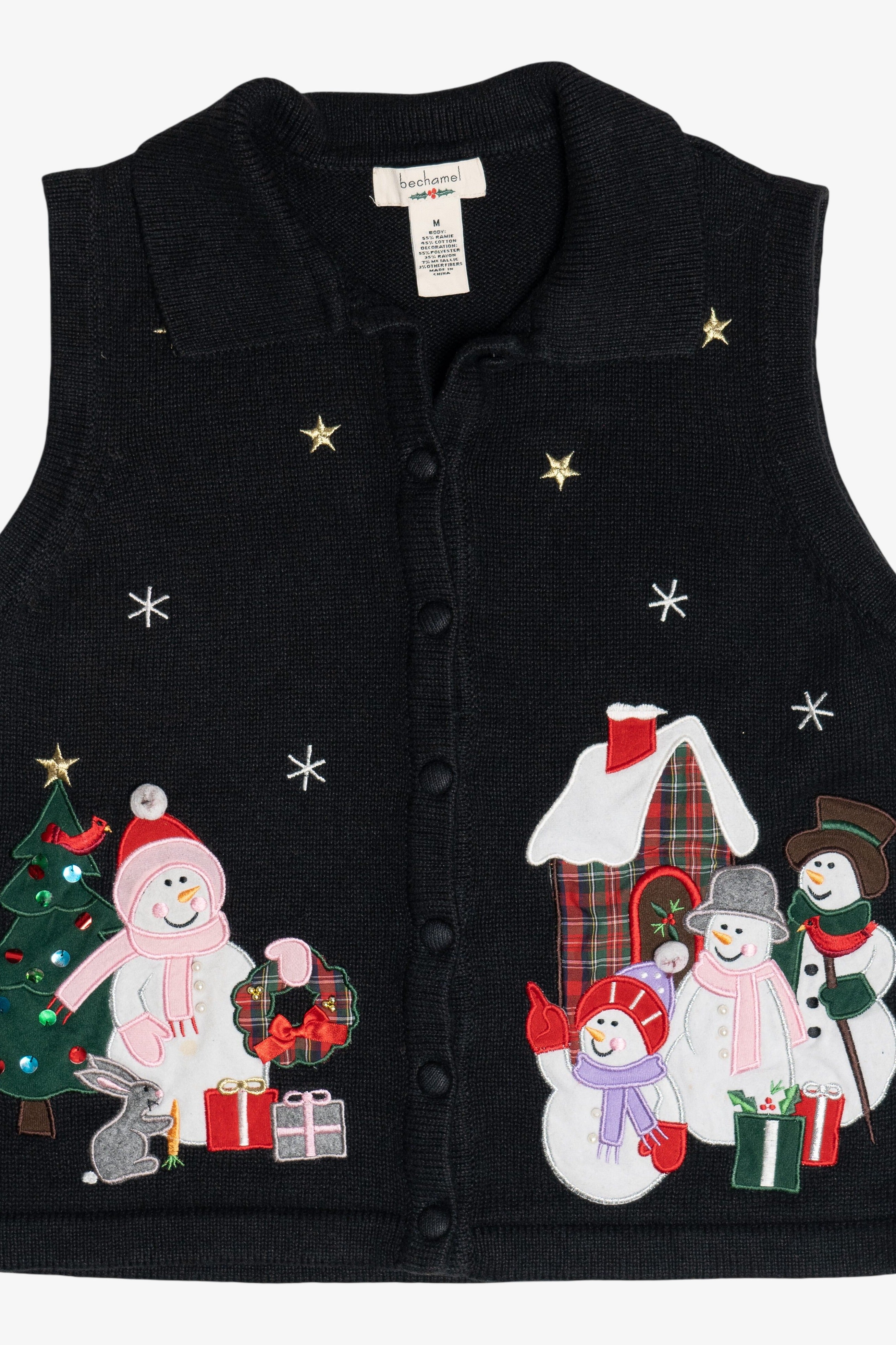 Vintage Bechamel Snowmen Ugly Christmas Vest (1990s)