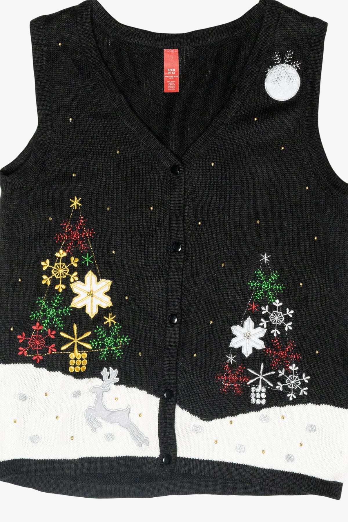Glitzy Reindeer Vintage Ugly Christmas Sweater Vest (2000s)