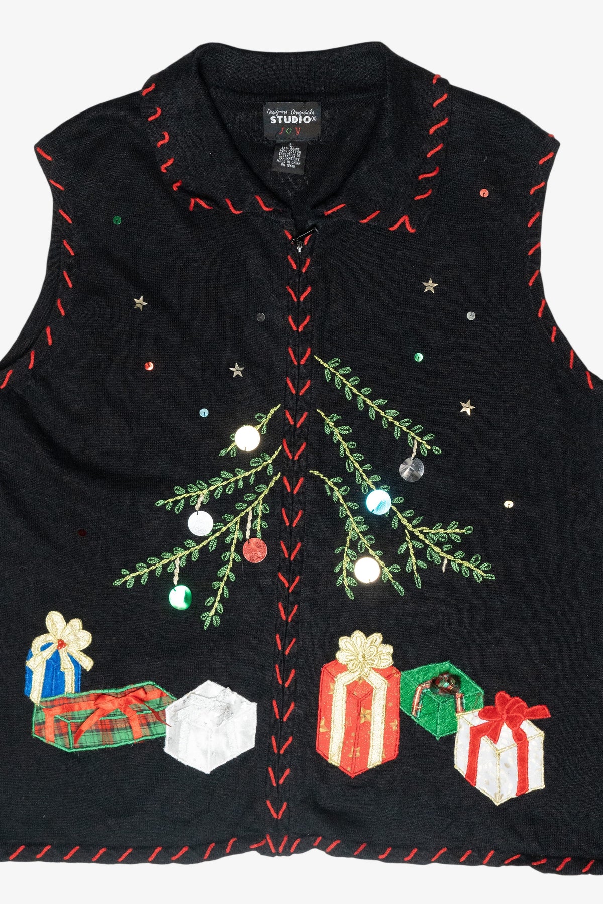 Sequin Tree Vintage Ugly Christmas Sweater Vest (2000s)