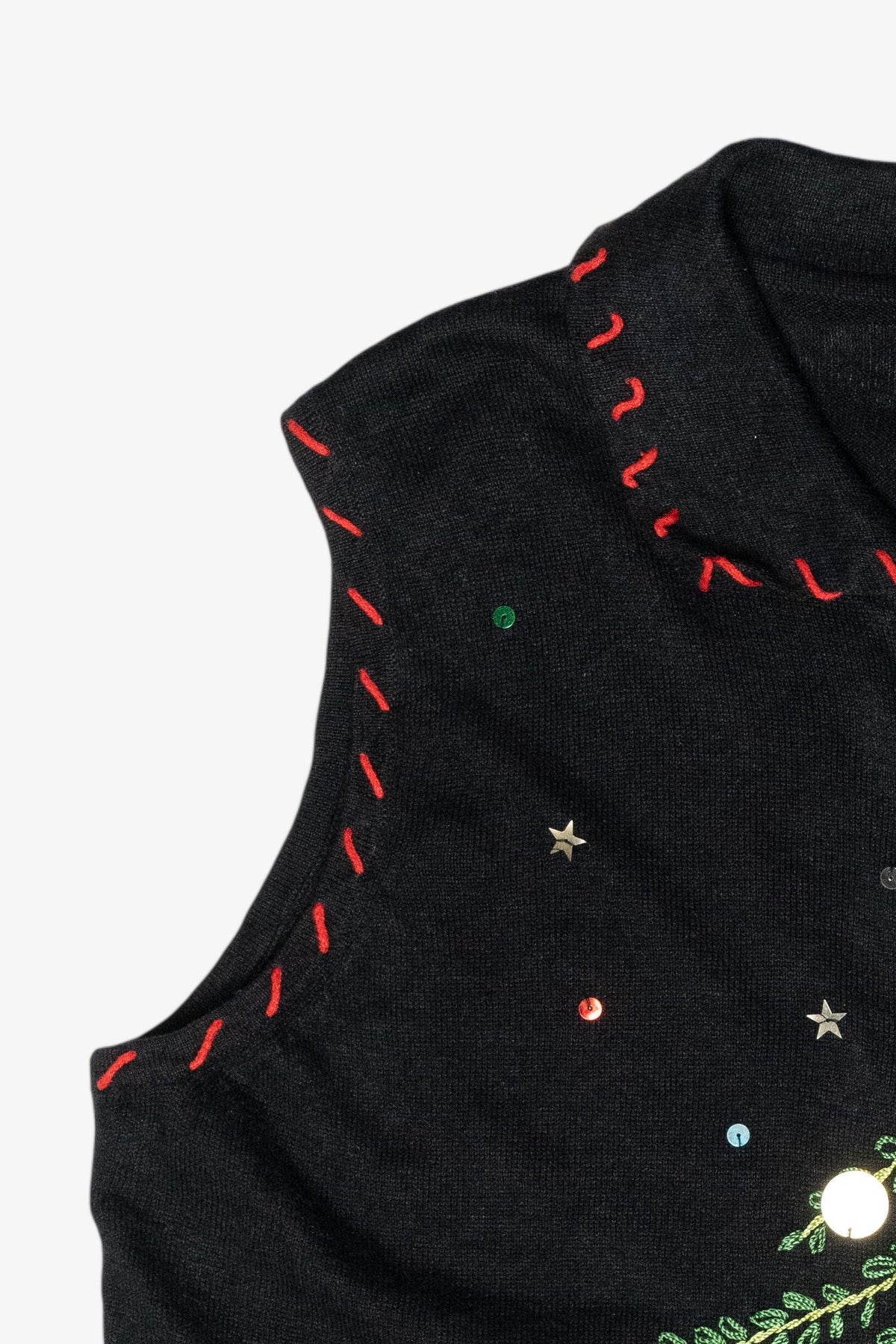 Sequin Tree Vintage Ugly Christmas Sweater Vest (2000s)
