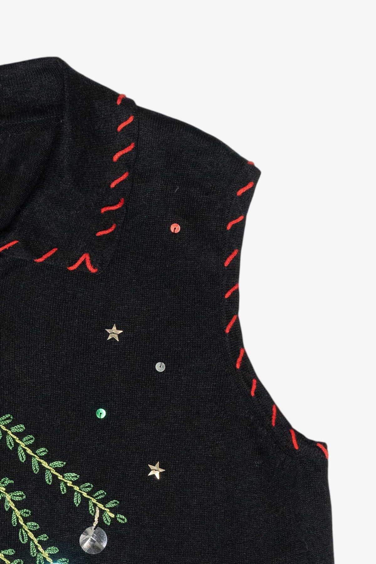 Sequin Tree Vintage Ugly Christmas Sweater Vest (2000s)