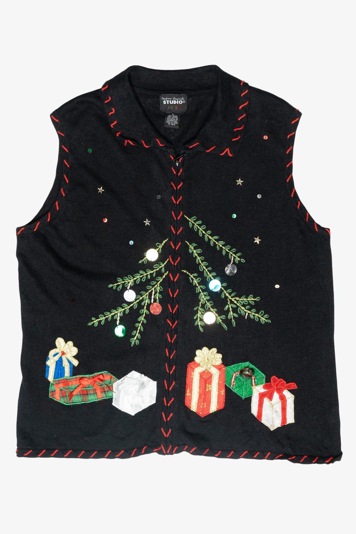 Sequin Tree Vintage Ugly Christmas Sweater Vest (2000s)