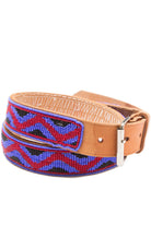 Red and Blue ZigZag Leather Belt