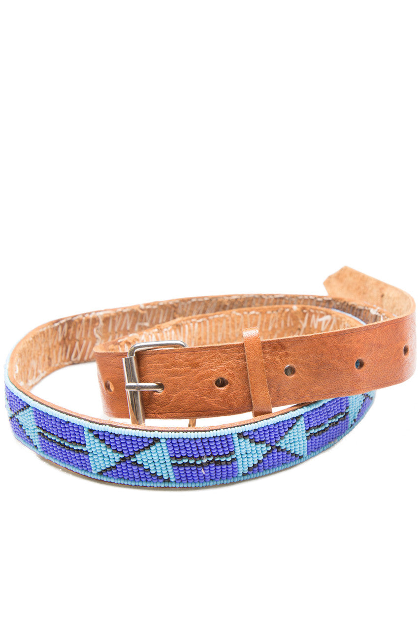 Blue Arrows Leather Belt