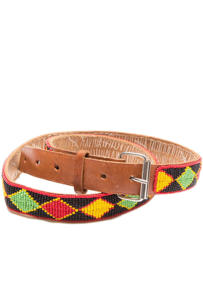 Multicolored Diamond Leather Belt