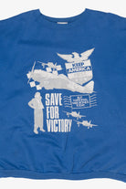 Vintage Blue "Save For Victory" America War Bonds Sweatshirt (1990s)