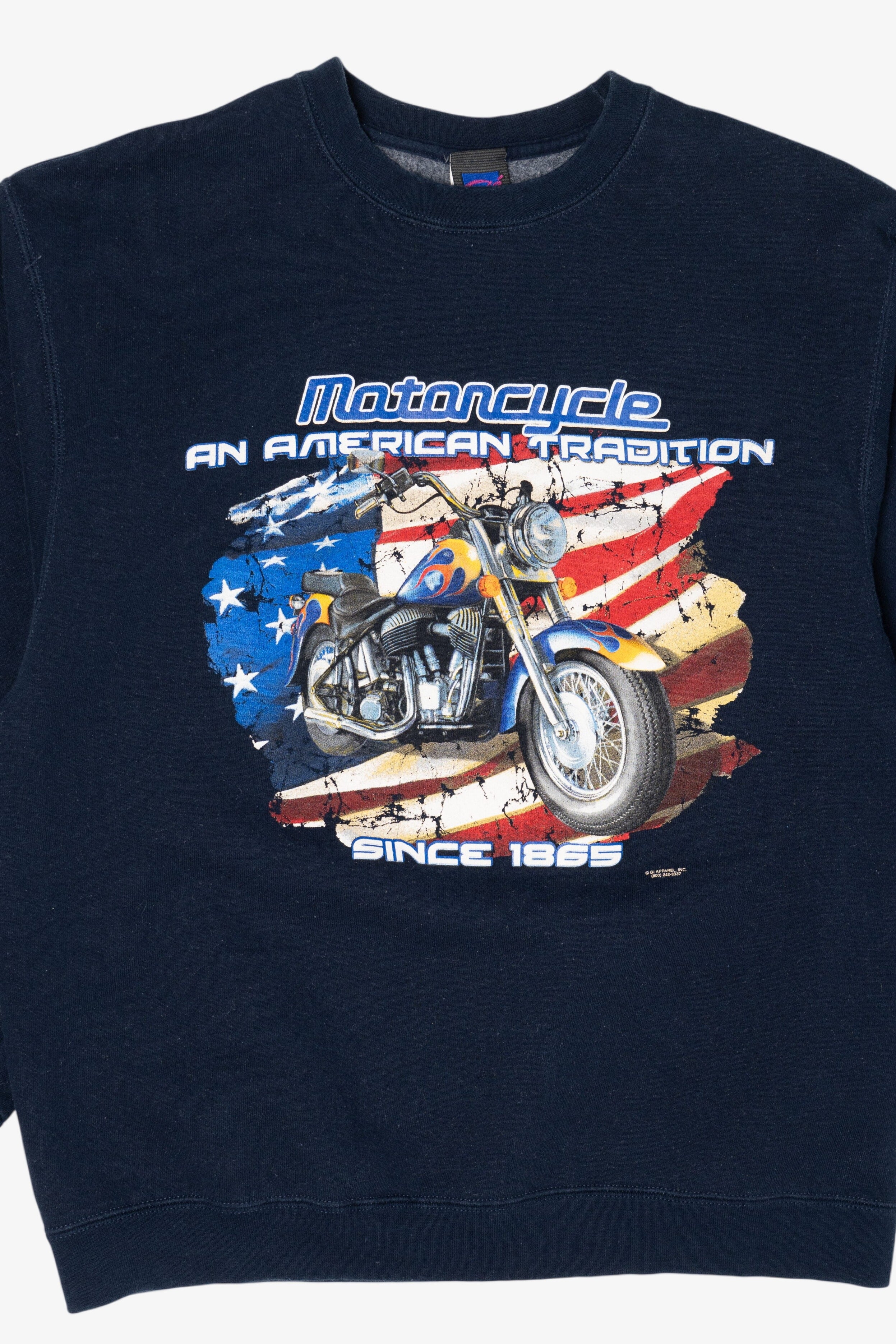 Vintage Navy Blue Motorcycle "An American Tradition" Sweatshirt (1990s)