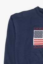 Vintage Navy Blue "God Bless America" American Flag Sweatshirt (1990s)