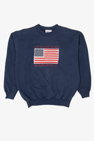 Vintage Navy Blue "God Bless America" American Flag Sweatshirt (1990s)