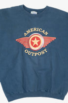 Vintage Blue "American Outpost" Discus Athletic Sweatshirt (1990s)
