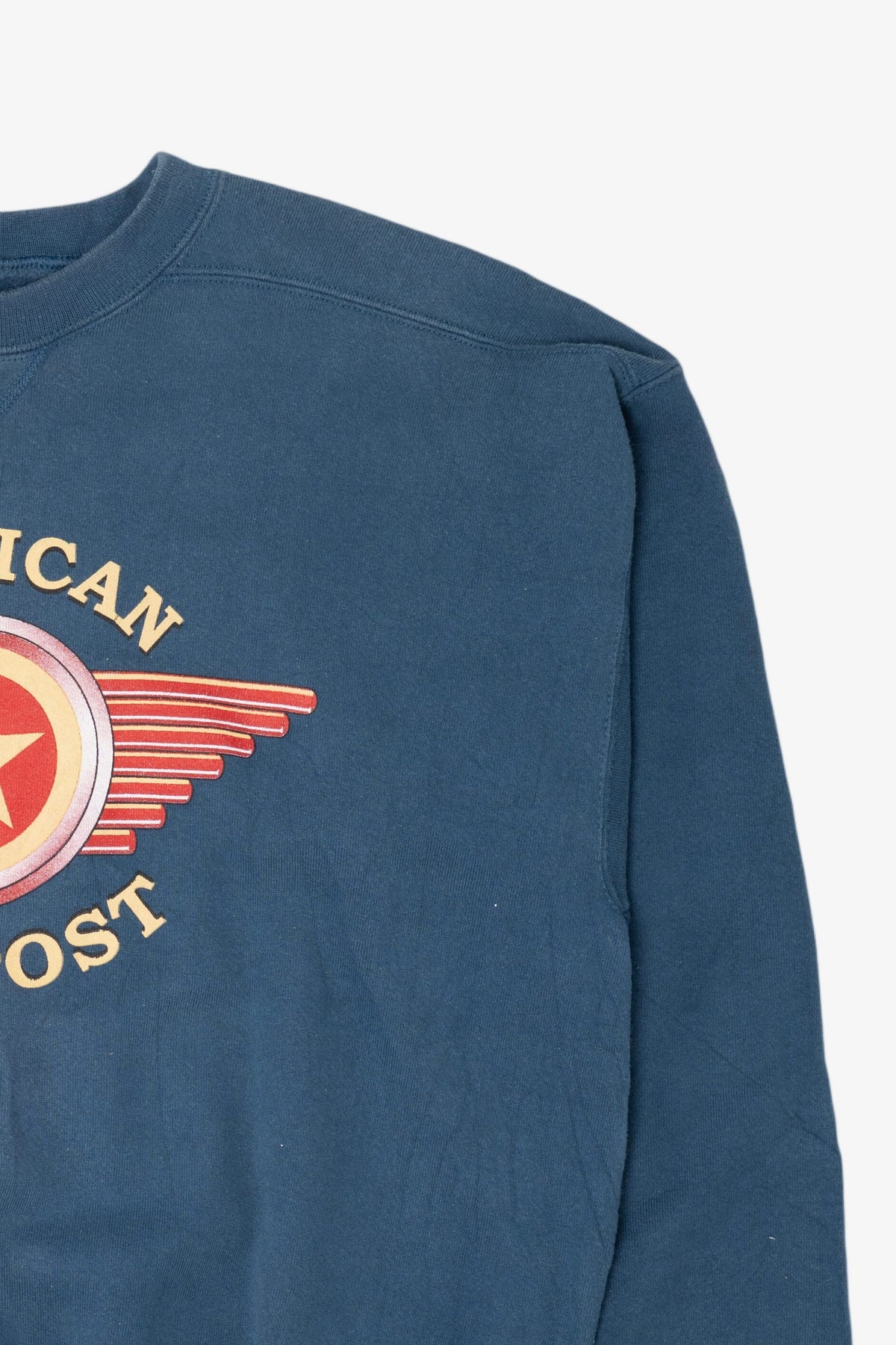 Vintage Blue "American Outpost" Discus Athletic Sweatshirt (1990s)