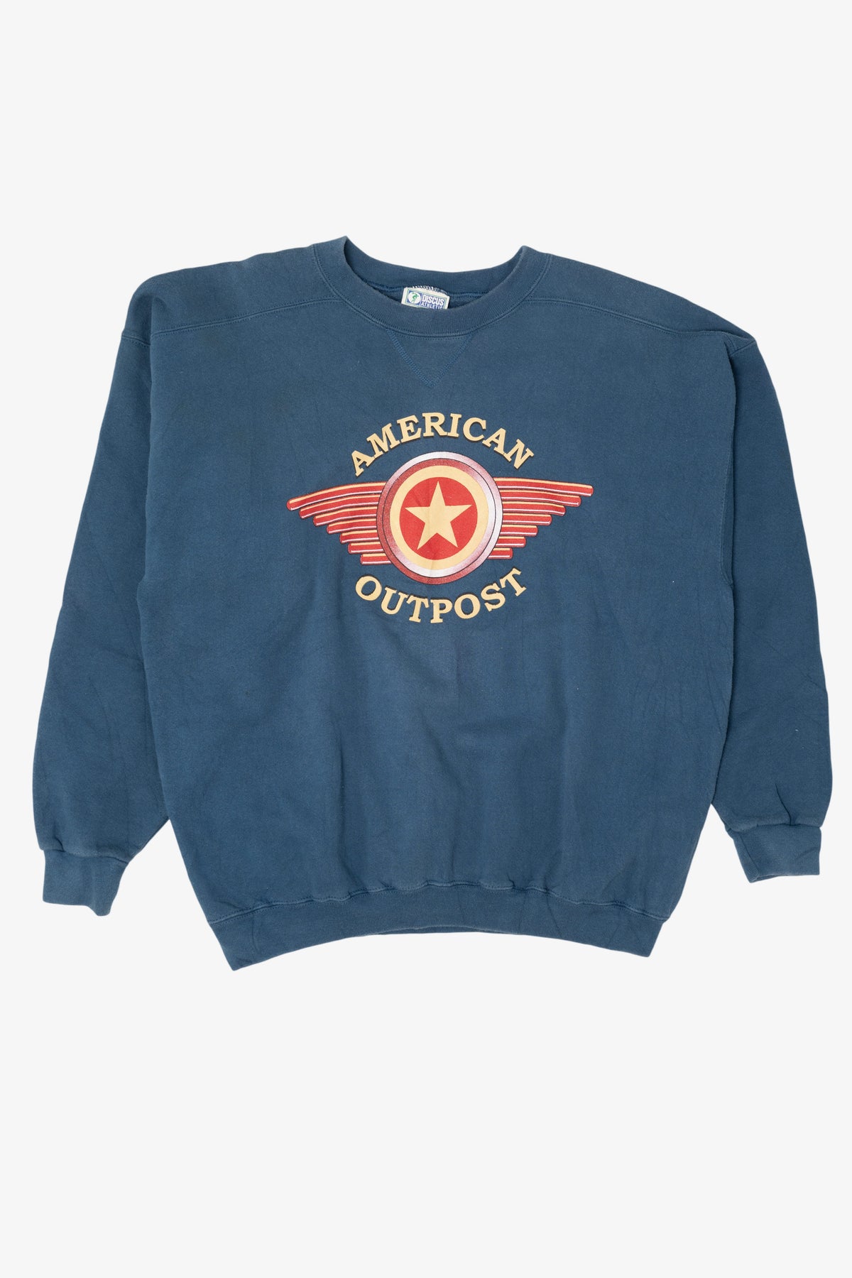Vintage Blue "American Outpost" Discus Athletic Sweatshirt (1990s)