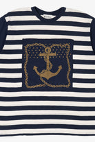 Vintage Striped Navy Blue Nautical T-Shirt (1990s)