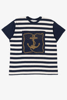 Vintage Striped Navy Blue Nautical T-Shirt (1990s)