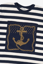 Vintage Striped Navy Blue Nautical T-Shirt (1990s)