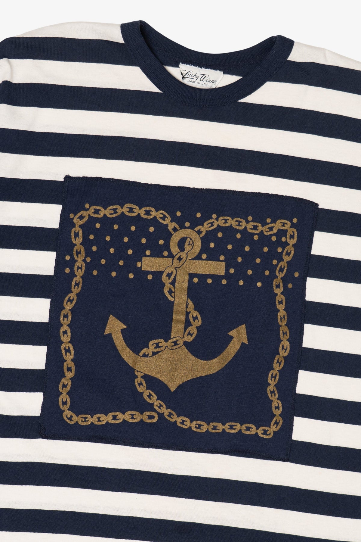 Vintage Striped Navy Blue Nautical T-Shirt (1990s)