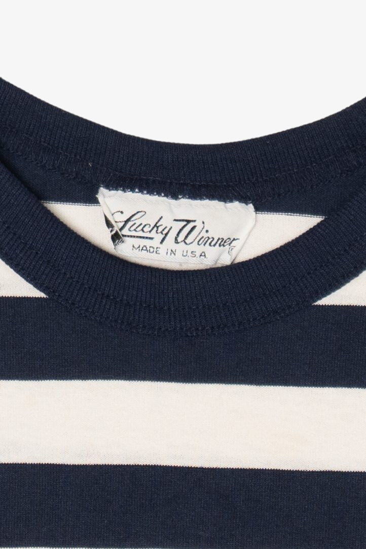 Vintage Striped Navy Blue Nautical T-Shirt (1990s)