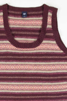 Burgundy Striped Sweater Vest