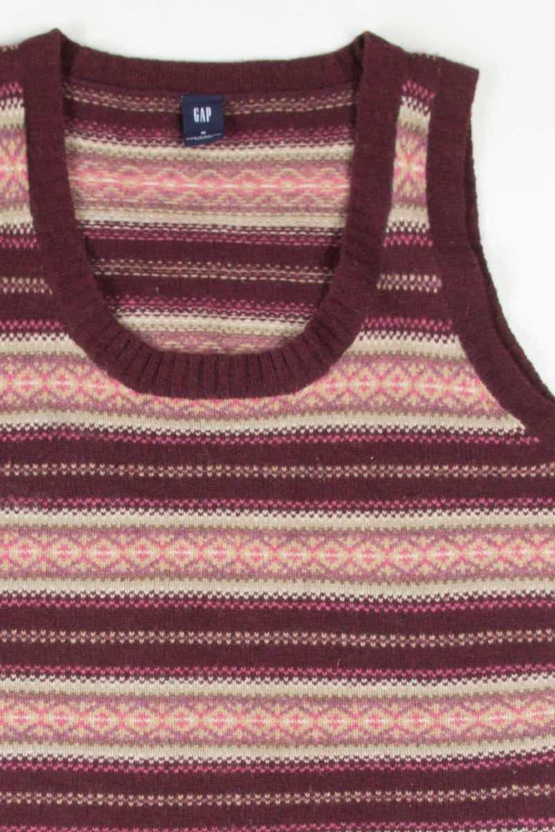 Burgundy Striped Sweater Vest