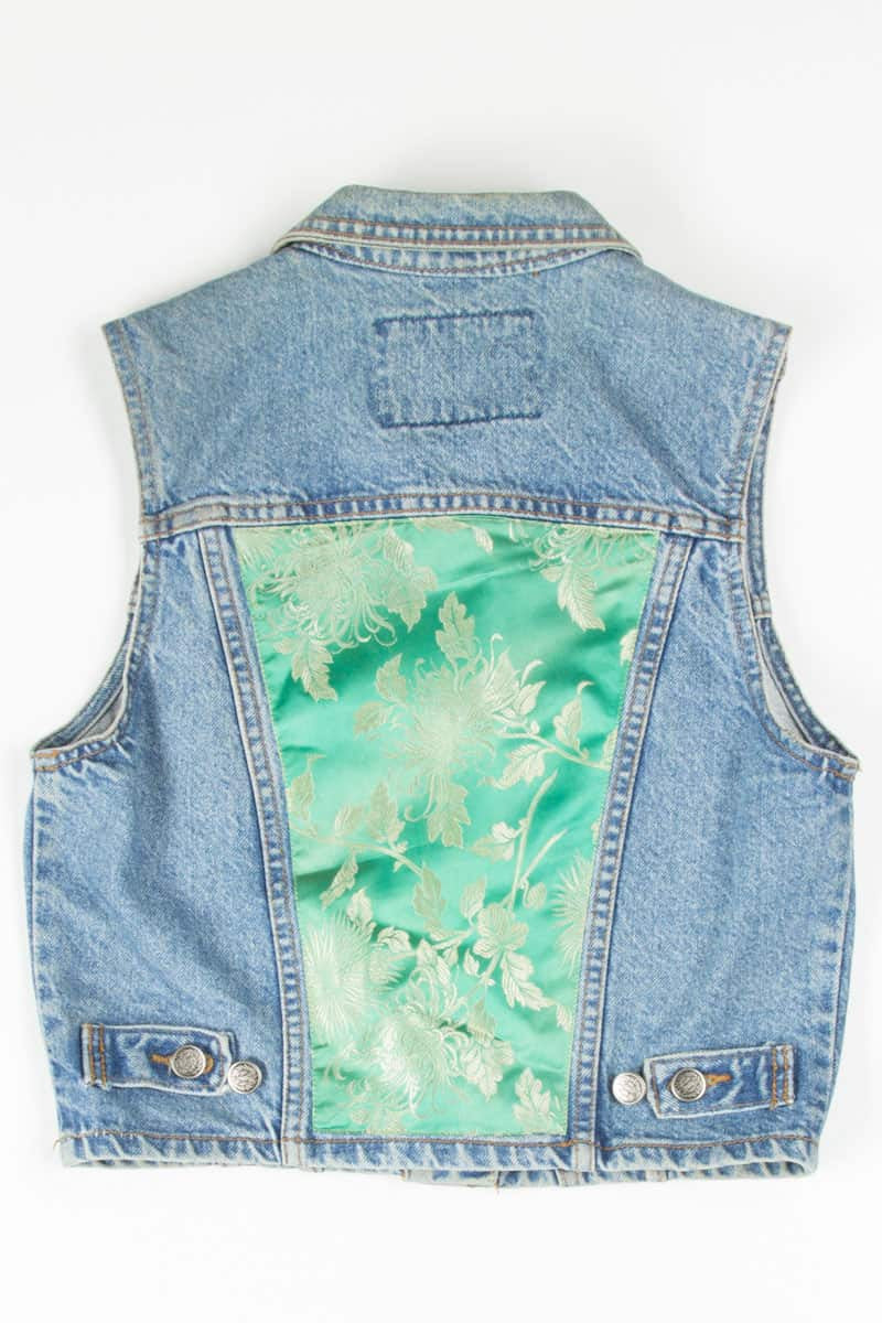 Floral Patched Denim Vest