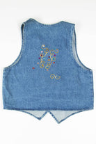 Bronco Riding Sequin Patch Denim Vest