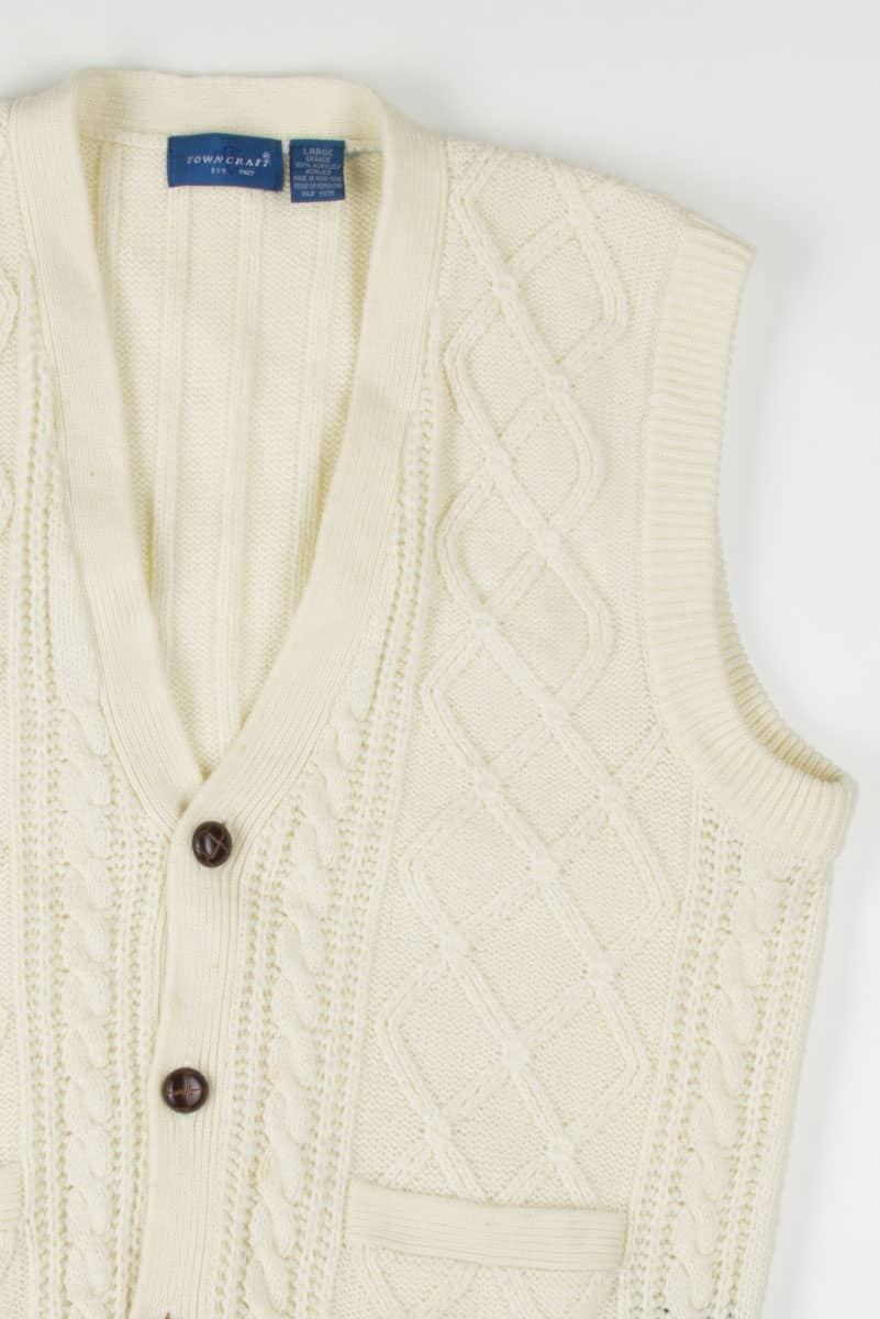 Cream Cable Knit Sweater Vest
