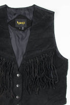 Black Fringe Leather Vest