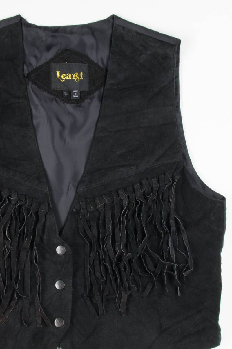 Black Fringe Leather Vest