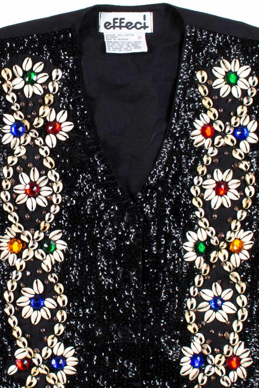 Black Shells & Sequins Vest