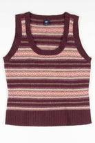 Burgundy Striped Sweater Vest