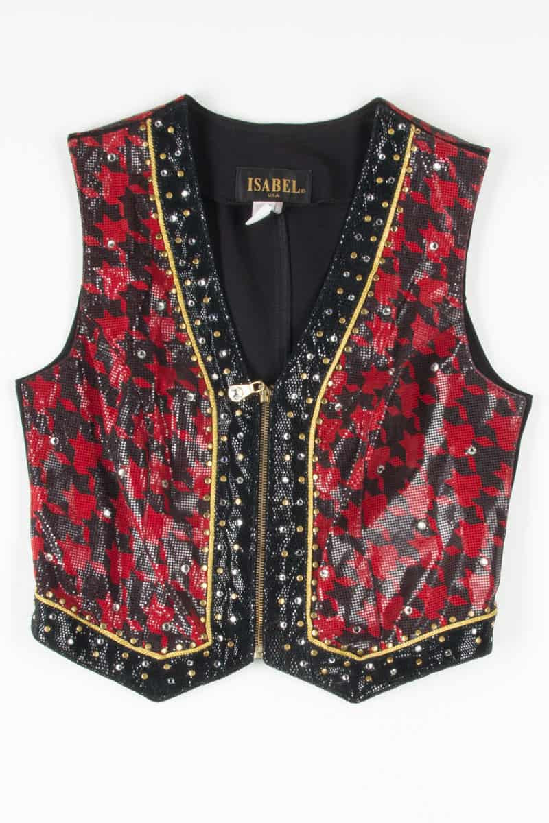 Leather Houndstooth Show Vest