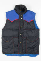 Vintage Black & Blue Down Ski Vest