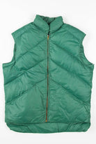 Green Distressed Down Vest