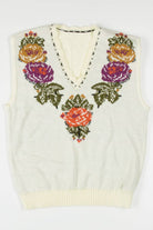Floral V Neck Pullover Sweater Vest