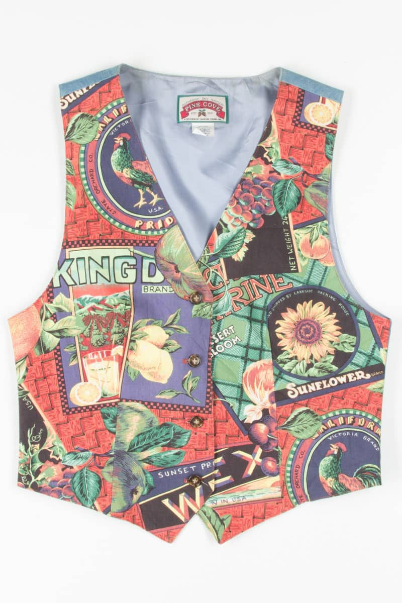 Picnic Basket Print Suit Vest