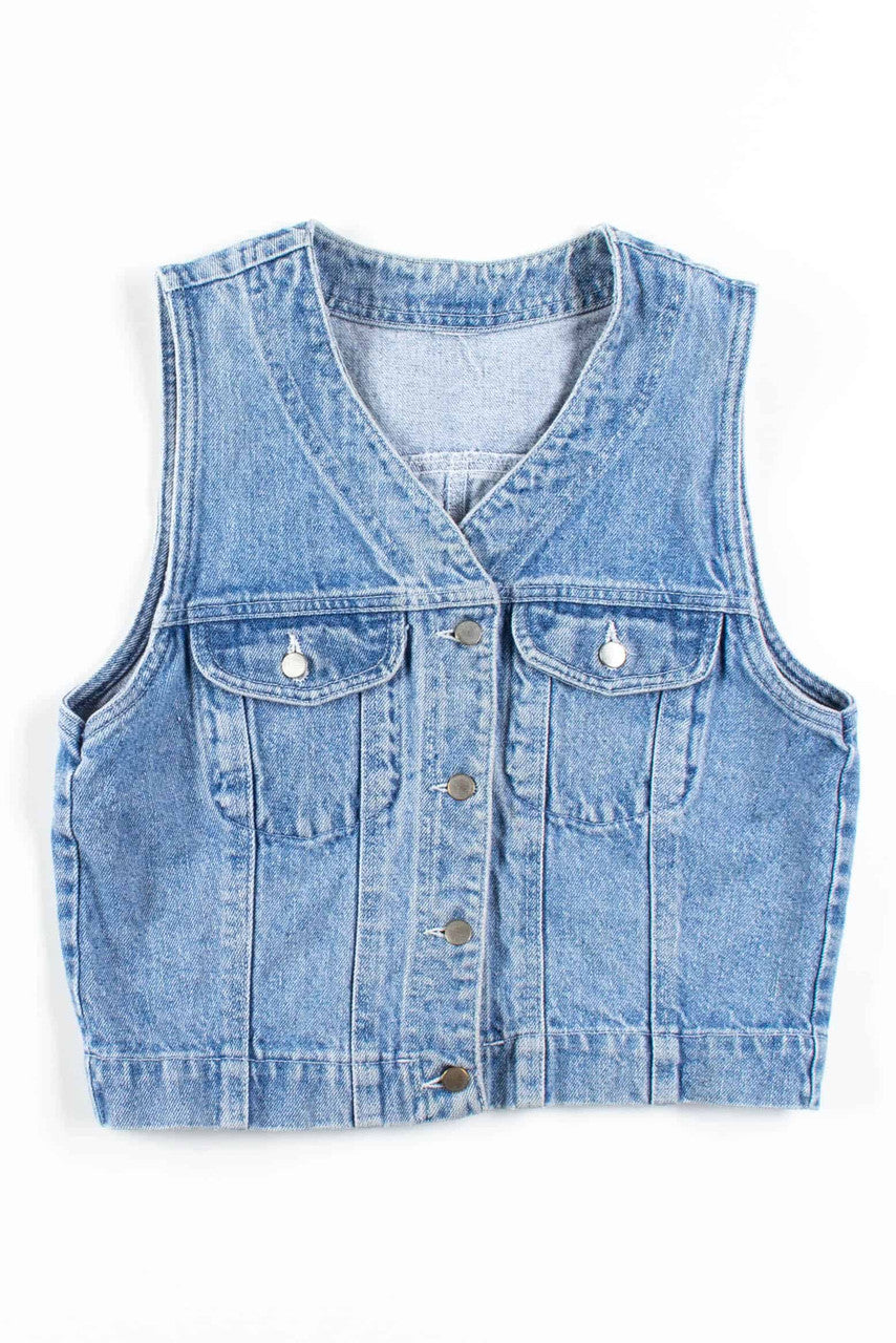 Acid Washed Denim Vest