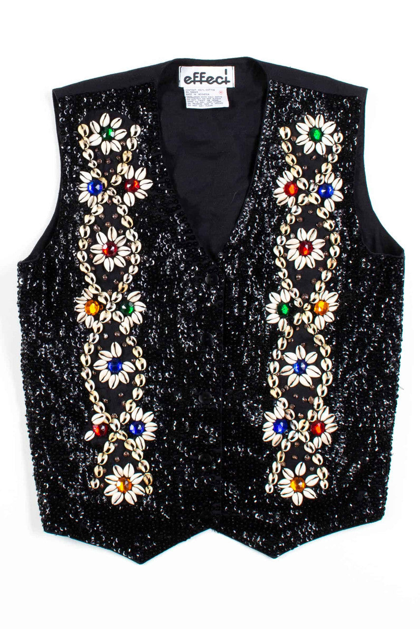 Black Shells & Sequins Vest