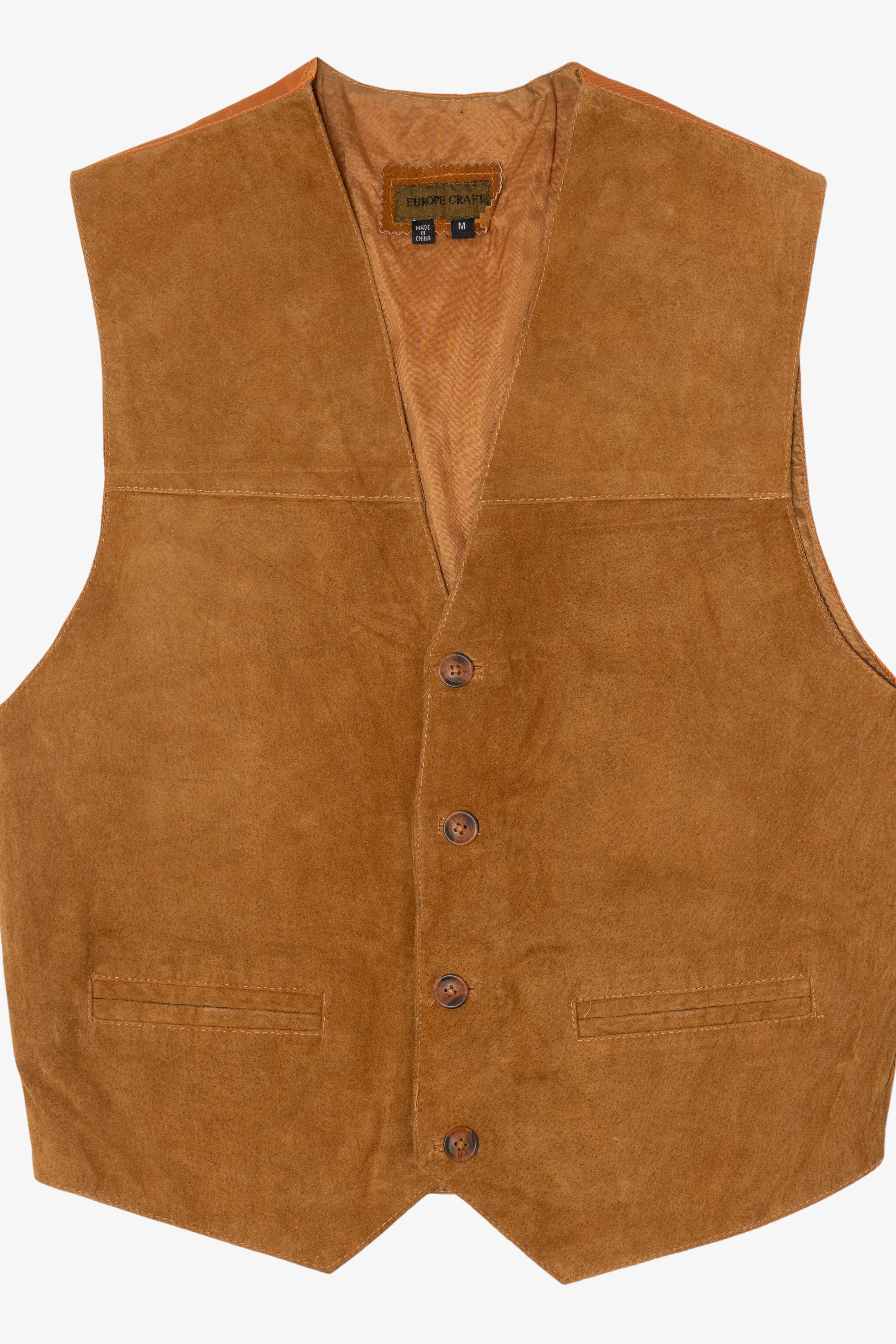 Vintage Tan Europe Craft Suede Leather Vest (1990s)