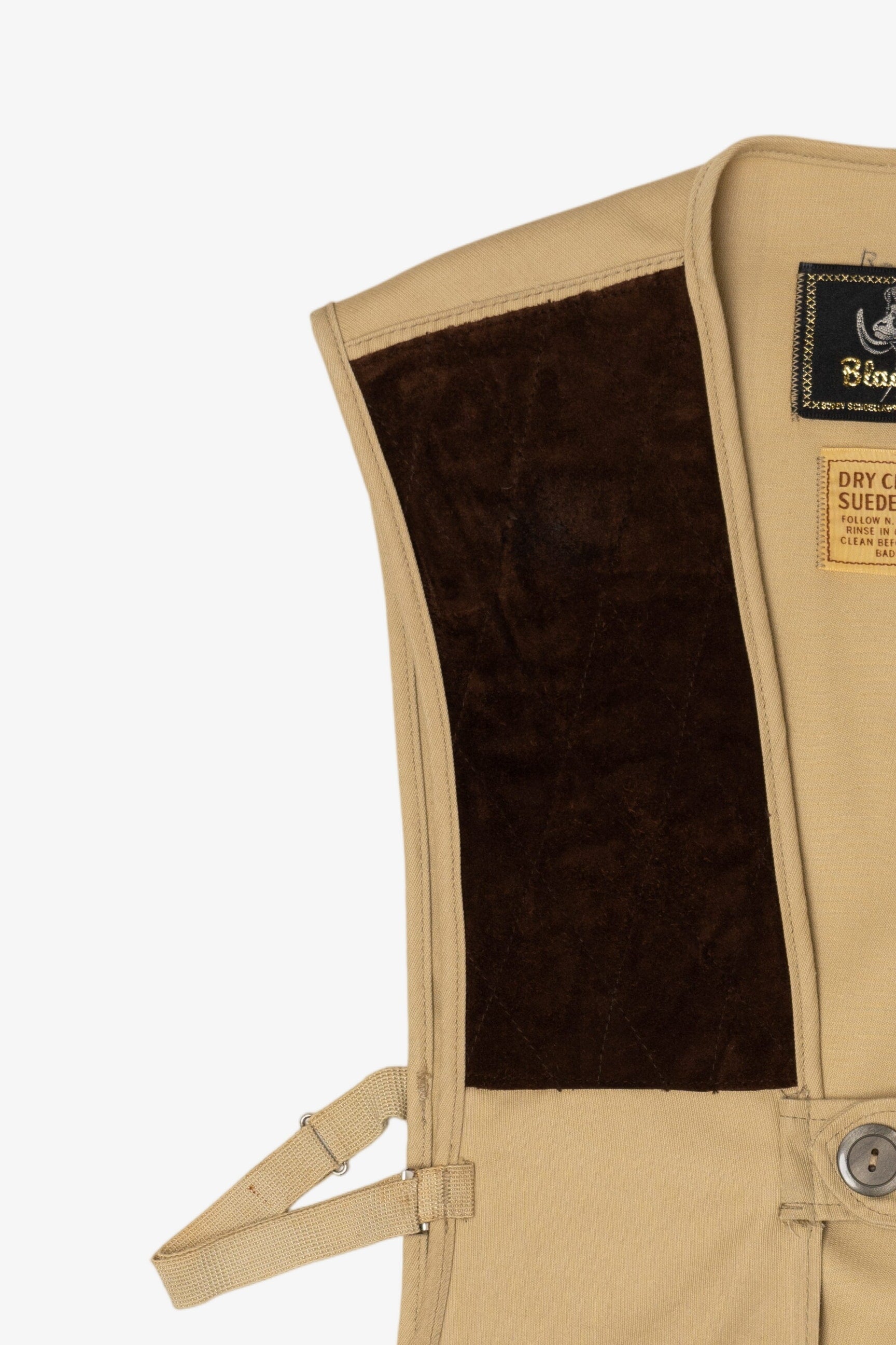 Vintage Black Sheep Suede Leather Hunting Vest (1970s)