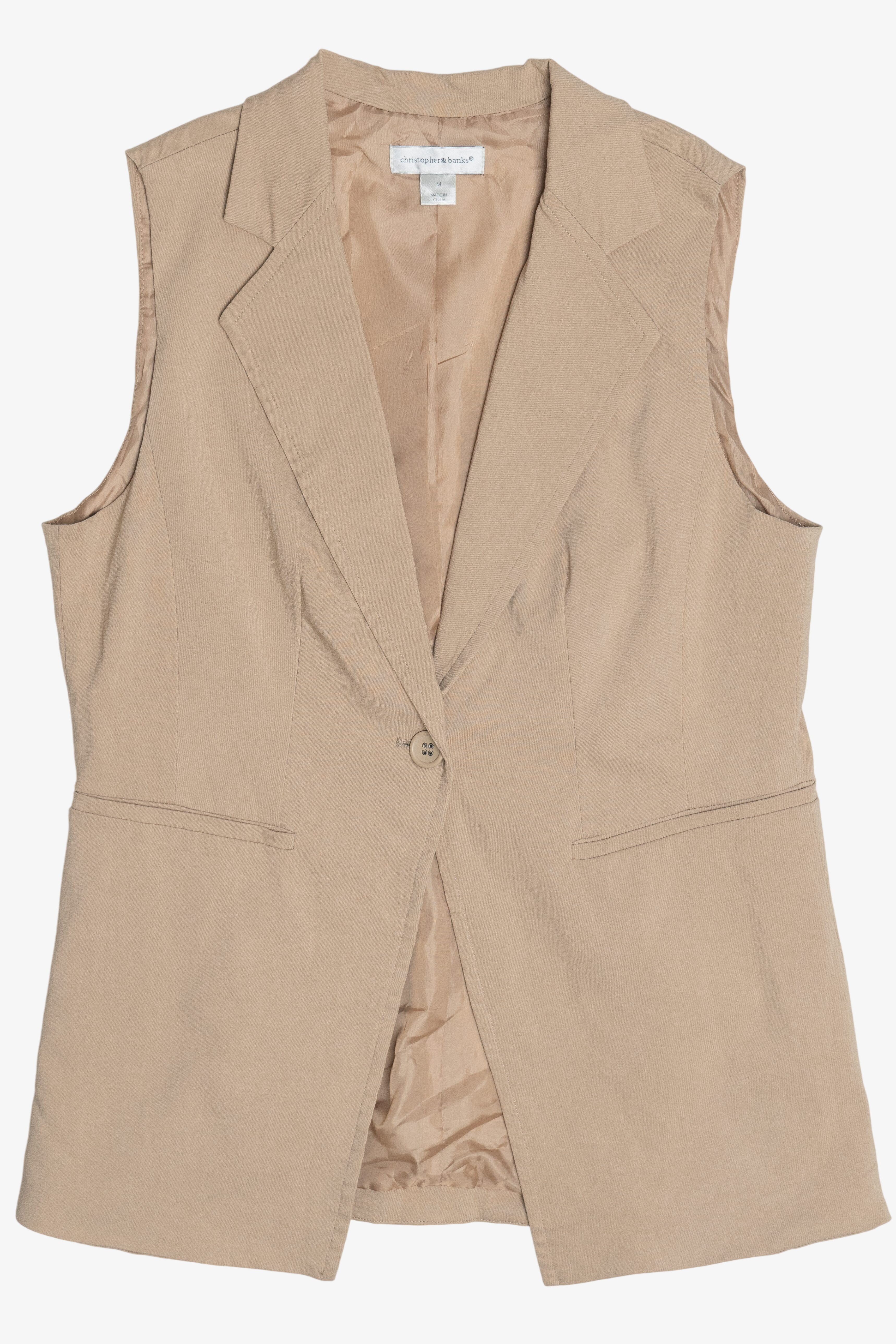 Vintage Christopher & Banks Khaki Vest (2000s)