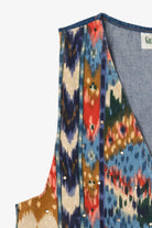Vintage Green Field Southwestern Print With Rhinestone Denim Vest (1990s)