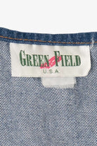 Vintage Green Field Southwestern Print With Rhinestone Denim Vest (1990s)